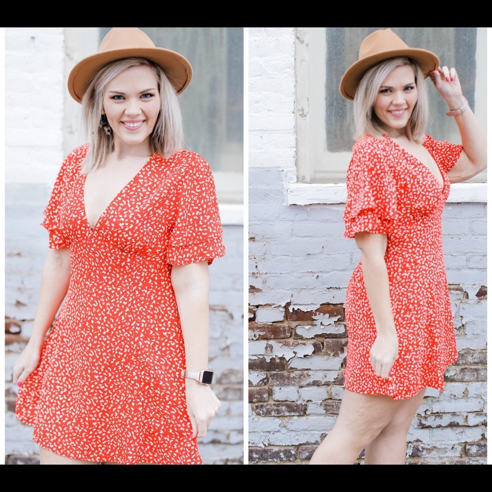 Red and White A-Line Dress